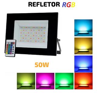 REFLETOR RGB 50W 16 CORES COM CONTROLE
