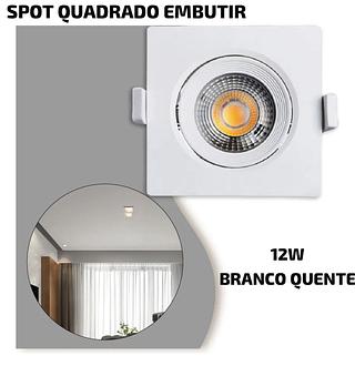 LED SPOT QUADRADO 12W BRANCO QUENTE BIVOLT