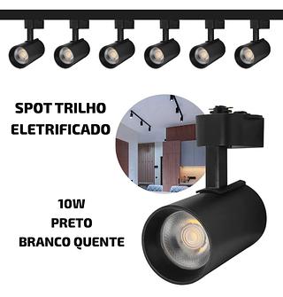 SPOT TRILHO ELETRIFICADO 10W PRETO 3000K