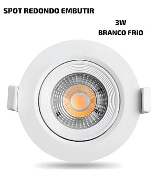 LED SPOT REDONDO 3W BRANCO FRIO BIVOLT