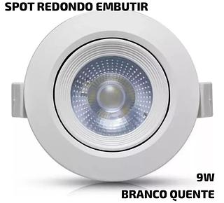 LED SPOT REDONDO 9W BRANCO QUENTE BIVOLT