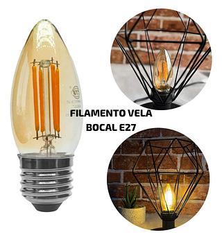 FILAMENTO VELA C35 4W E27 BRANCO QUENTE AMBAR