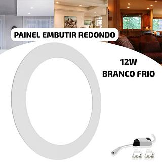 PAINEL EMBUTIR REDONDO 12W BRANCO FRIO