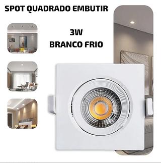LED SPOT QUADRADO 3W BRANCO FRIO BIVOLT