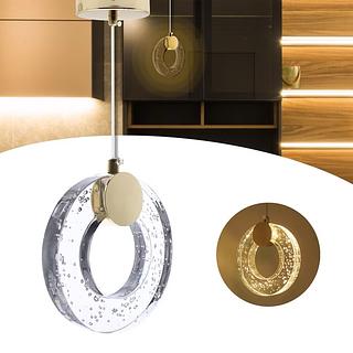 PENDENTE CRISTAL REDONDO COM BOLHAS DOURADO 3200K