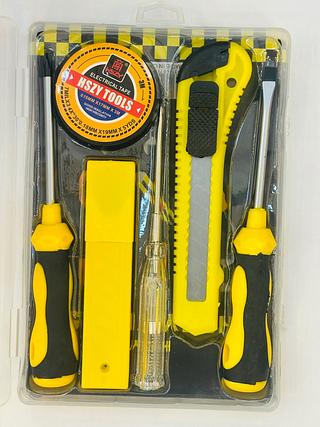 CONJUNTO DE FERRAMENTAS 1 ESTILETE/3LAMINAS/3CHAVE DE FENDA/1 ROLO FITA ISOLANTE ZY0005