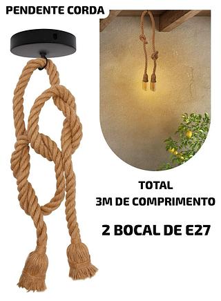 PENDENTE CORDA 2BOCAL E27 TOTAL 3M DE COMPRIMENTO DIY