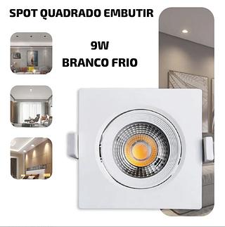 LED SPOT QUADRADO 9W BRANCO FRIO BIVOLT