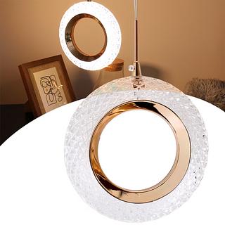 PENDENTE ACRÍLICO DISCO DOURADO 3 COR DE LED