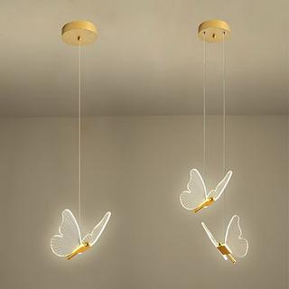 PENDENTE BORBOLETA REALISTA DOURADO LED 3500K BRANCO QUENTE