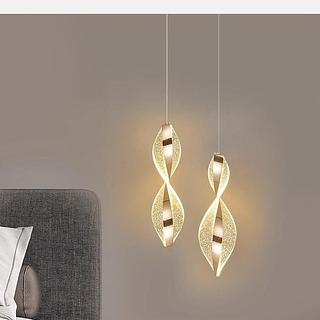 PENDENTE ACRILICA ESPIRAL DOURADO 3 COR DE LUZ CD241016D