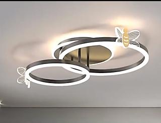 LUSTRE PLAFON 2 ARCOS COM BORBOLETA PRETO LUZ 3200K CD2021165P