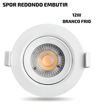 LED SPOT REDONDO 12W BRANCO FRIO BIVOLT