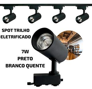 SPOT TRILHO ELETRIFICADO 7W PRETO 3000K