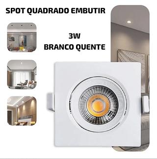 LED SPOT QUADRADO 3W BRANCO QUENTE BIVOLT