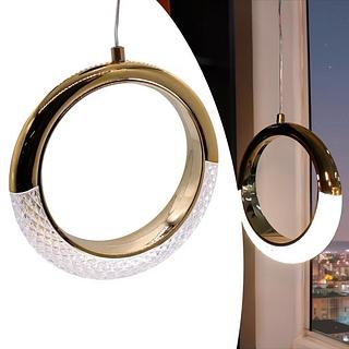 PENDENTE ARO ACRÍLICO DOURADO LED 6500K