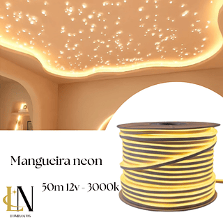 MANGUEIRA NEON BRANCO QUENTE 12V- 50M