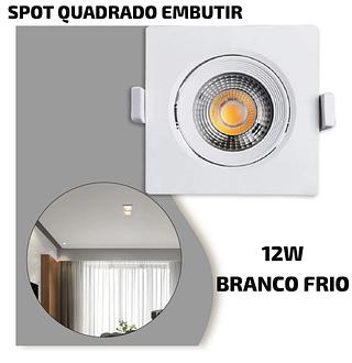 LED SPOT QUADRADO 12W BRANCO FRIO BIVOLT