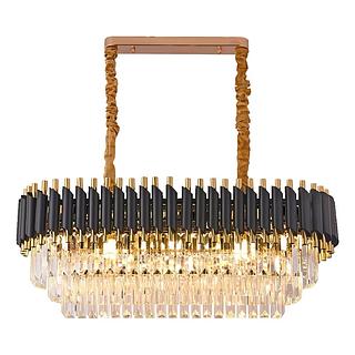 PENDENTE LUXO PRETO COM CRISTAL K9 75CM RETANGULAR 240957/750BK