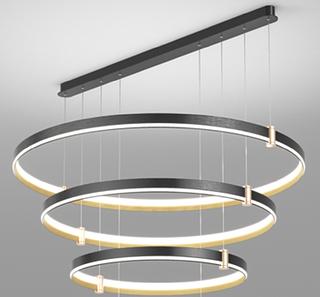 PENDENTE PRETO 3 NÍVEL 80+60+40 REDONDO 3200K 180W 7117/406080P