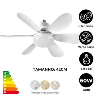 VENTILADOR DE TETO 60W BOCAL E27/3COR DE LUZ/3VELOCIDADE DE VENTO FSD60W