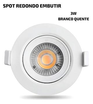 LED SPOT REDONDO 3W BRANCO QUENTE BIVOLT