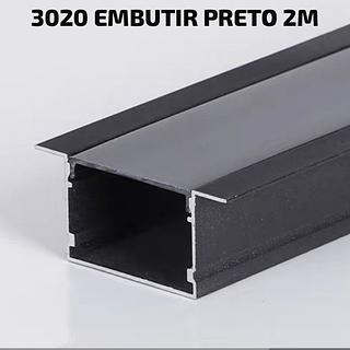 PERFIL 3020 EMBUTIR PRETO BARRA COM 2M