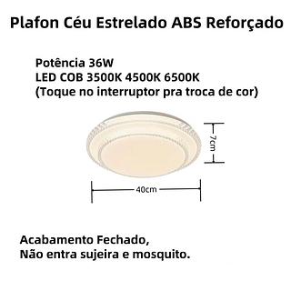 PLFON REDONDO 46W 40CM 2ANDAR PLÁSTICO E ACRÍLICO BRANCO