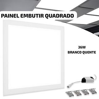 PAINEL EMBUTIR QUADRADO 36W BRANCO QUENTE