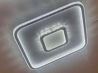 PLAFON QUADRADO 50CM DESIGN CRISTALIZADO ACABAMENTO BRANCO 3 COR DE LED