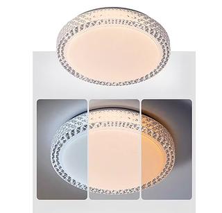 PLAFON REDONDO 20W PLÁSTICO+ACRÍLICO BRANCO 20CM 3 COR DE LED