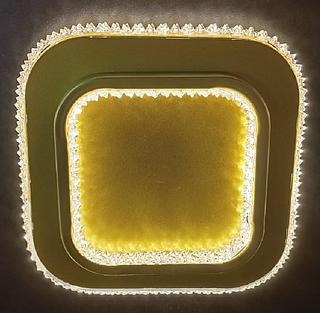 PLAFON QUADRADO DOURADO 25CM 33W DESIGN RECUADO LED 3200K