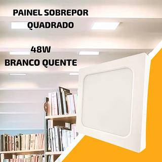 PAINEL SOBREPOR QUADRADO 48W BRANCO QUENTE