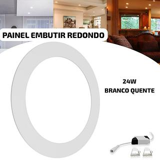 PAINEL EMBUTIR REDONDO 24W BRANCO QUENTE