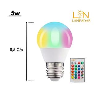 LAMPADA BULBO RGB 5W E27 COM CONTROLE 16 CORES