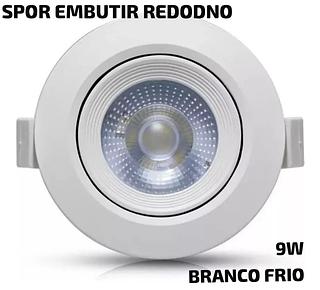 LED SPOT REDONDO 9W BRANCO FRIO BIVOLT