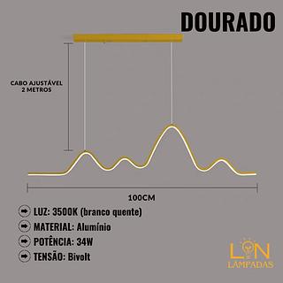 PENDENTE ONDULADO DOURADO 3500K 34W 1M DE COMPRIMENTO CD20230763P
