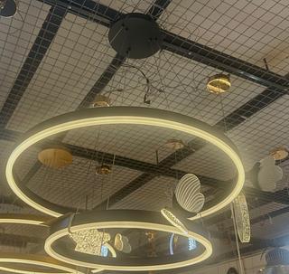 PENDENTE PRETO REDONDO 2 NÍVEIS DESIGN COM BORBOLETA 60+40CM LED 3200K 2021161P