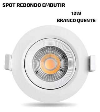 LED SPOT REDONDO 12W BRANCO QUENTE BIVOLT