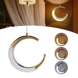 PENDENTE LUA ACRÍLICO DOURADO LED 3COR BIVOLT