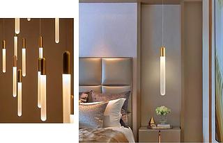 PENDENTE CRISTAL TUBO COMPRIDO FOSCO LUZ 3200K