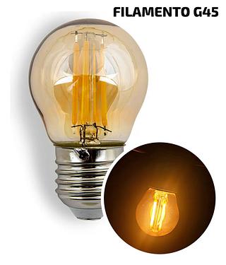 FILAMENTO LED G45 2W E27 BRANCO QUENTE AMBAR