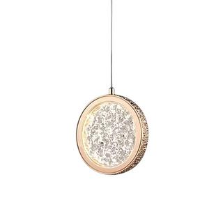 PENDENTE DISCO MODERNO REDONDO DOURADO 3 COR DE LED