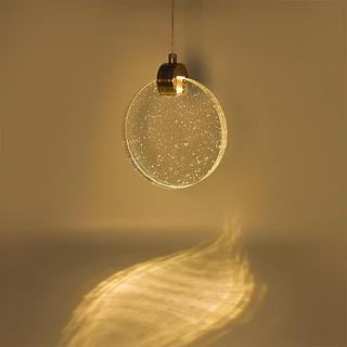 PENDENTE DISCO DOURADO CRISTAL 3 COR DE LED