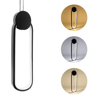 PENDENTE MINIMALISTA PRETO OVAL COM BOLINHA PRETA 3 COR DE LUZ BIVOLT