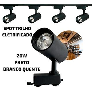 SPOT TRILHO ELETRIFICADO 20W PRETO 3000K