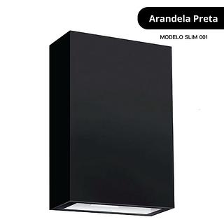 Arandela PRETO 6W Slim 2 Focos de Vidro + Luz Embutida - Modelo 002 Interno e Externo