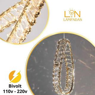 PENDENTE CRISTAL K9 DOURADO 3 COR DE LUZ BIVOLT CD20230853