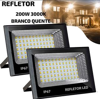 REFLETOR 200W 3000K BRANCO QUENTE BIVOLT APROVA D'AGUA