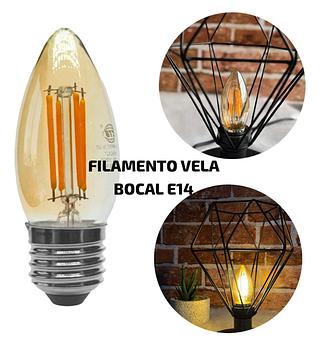 FILAMENTO VELA C35 4W E14 BRANCO QUENTE AMBAR